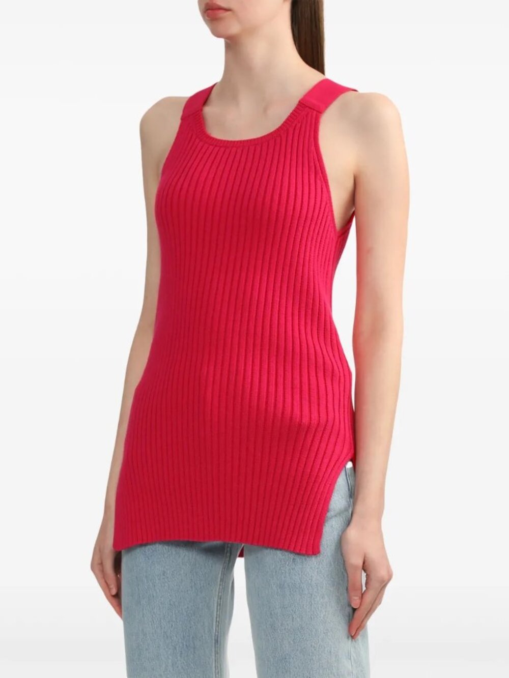 Helmut Lang side-slit ribbed-knit tank top Size Small NWT
